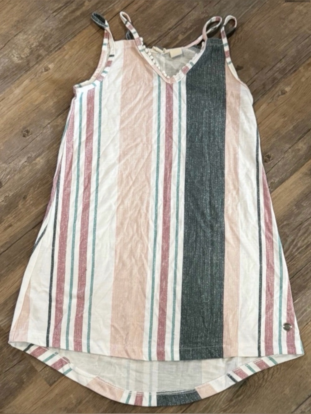 ROXY Girls Be My Love Strappy Dress Size Small S 7 Multi Colour Stripe